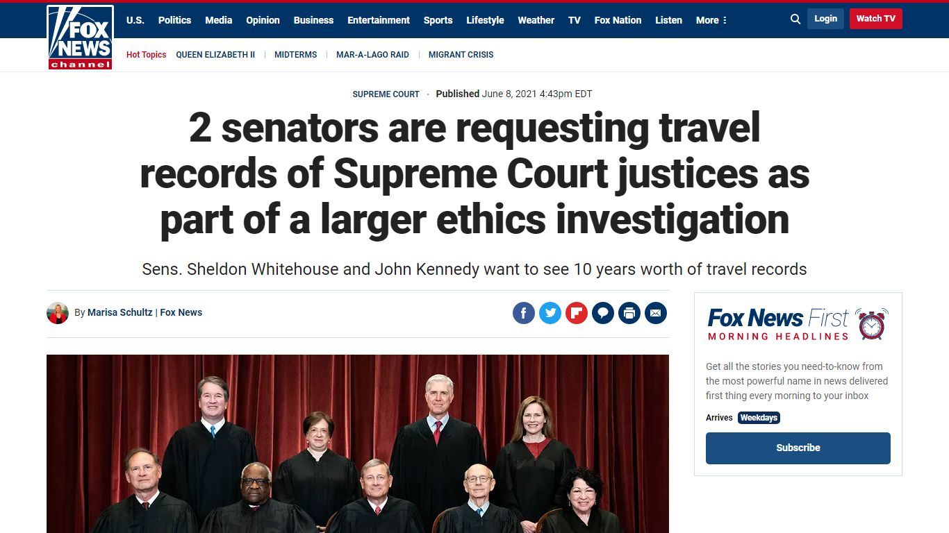 2 senators are requesting travel records of Supreme Court justices as ...